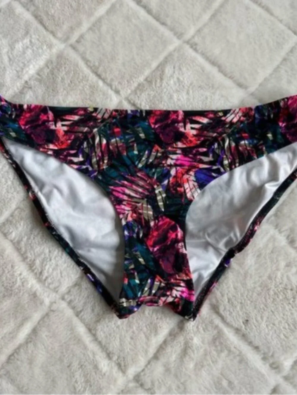 Victoria's Secret PINK | Black Multicolor Palm Bikini Bottoms | Size Large